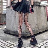 Black Lady Fishnet Stockings Halloween Gothic Tights