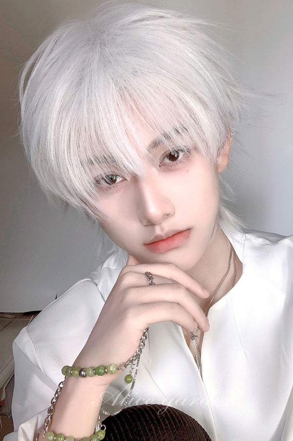 Alice Garden Natural Puffy White Prince Wig