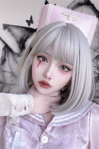 Alice Garden White Silver Short Lolita Wig