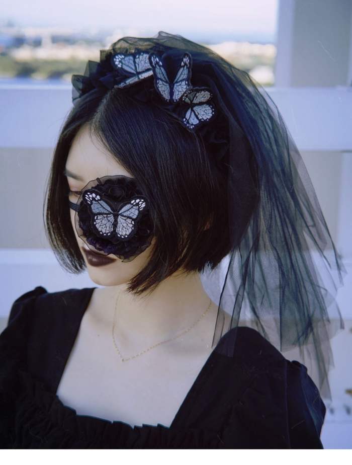 Strange Sugar Butterflies Gothic Mantilla