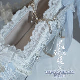 Hexagram Fine Flash Silver Blue Heels Shoes