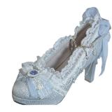 Hexagram Fine Flash Silver Blue Heels Shoes