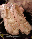 Hexagram Pink Lace Bow Lolita Heels Shoes