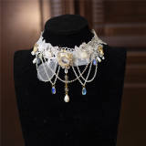 Hexagram Rose Lace Crystal Necklace