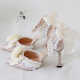 Beige Camellia Lolita Heels Shoes