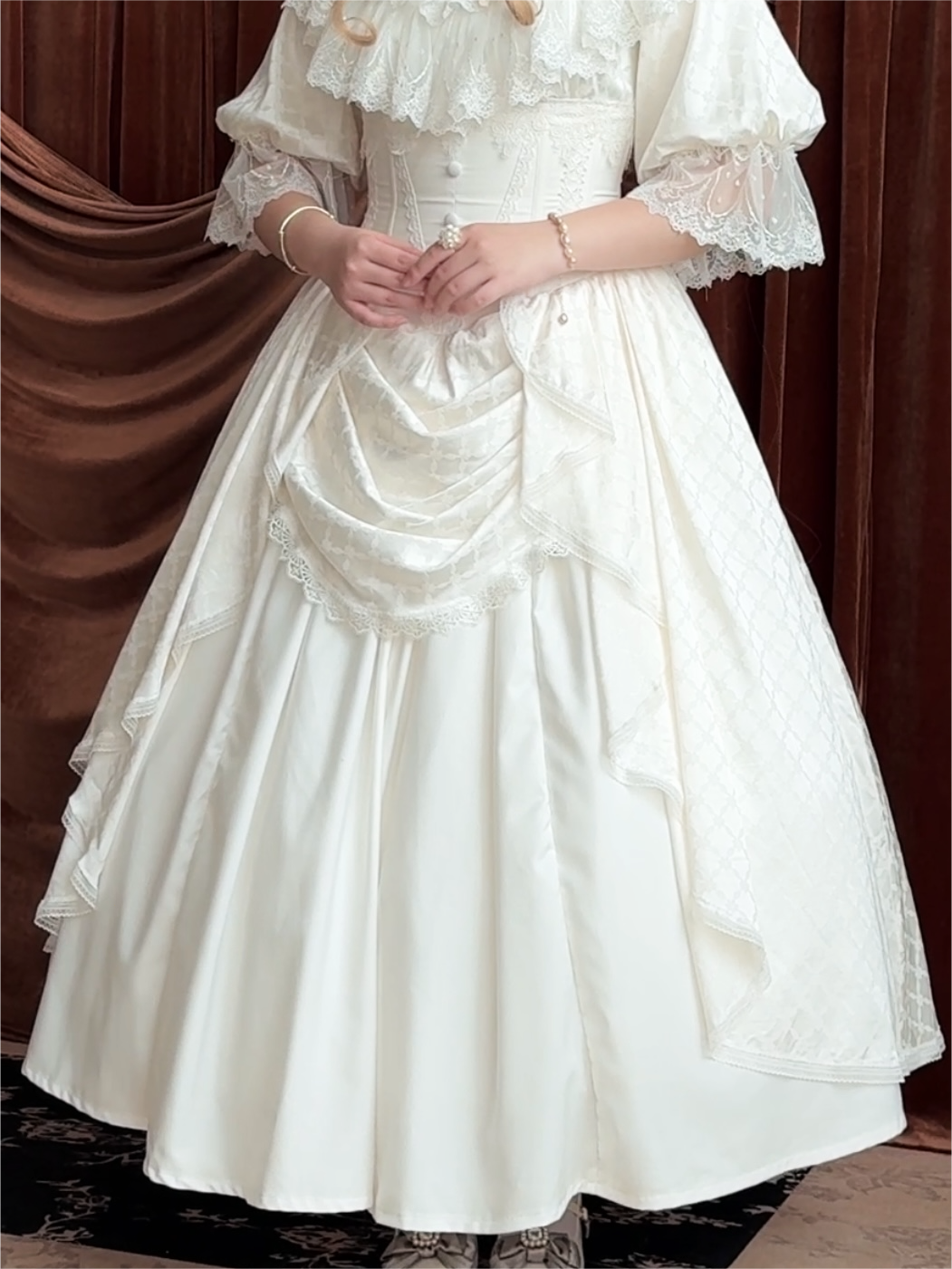 30cm Long 5-button Fishbone Lolita Lace Waist Seal