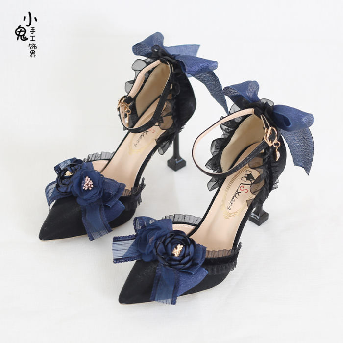 Pointed Toe Floral Lolita Heels Shoes
