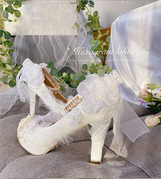 Hexagram Rose Feather Heels Shoes