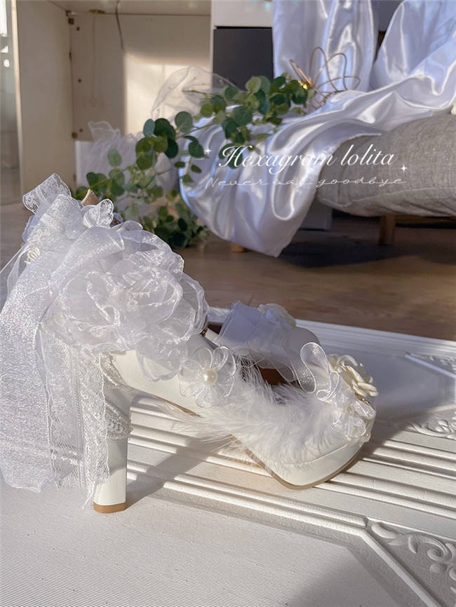Hexagram Rose Feather Heels Shoes