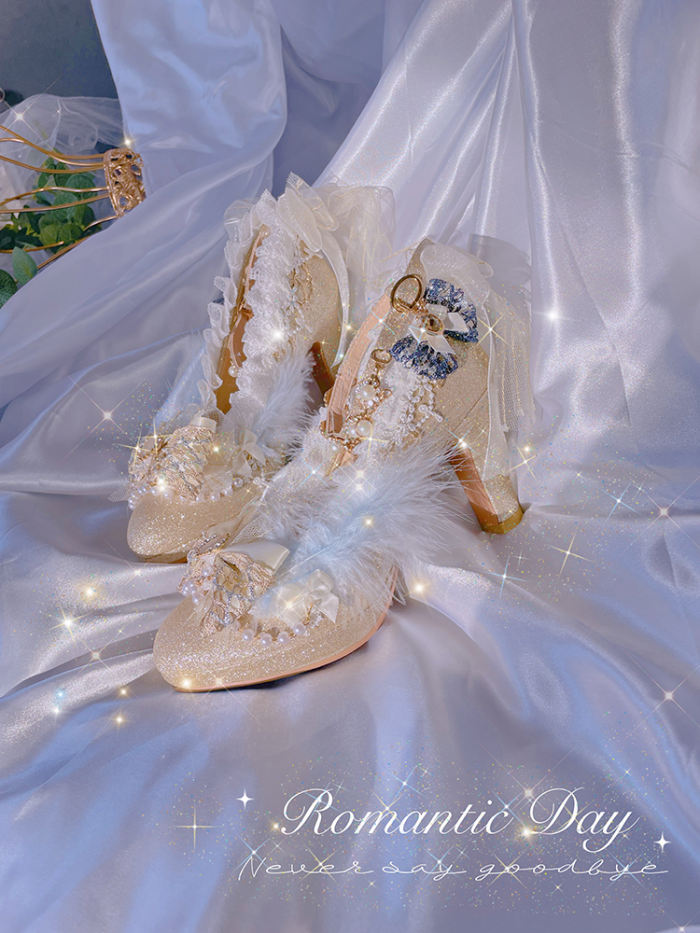 Hexagram Fairy Vine Champagne Heels Shoes