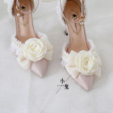 Beige Camellia Lolita Heels Shoes