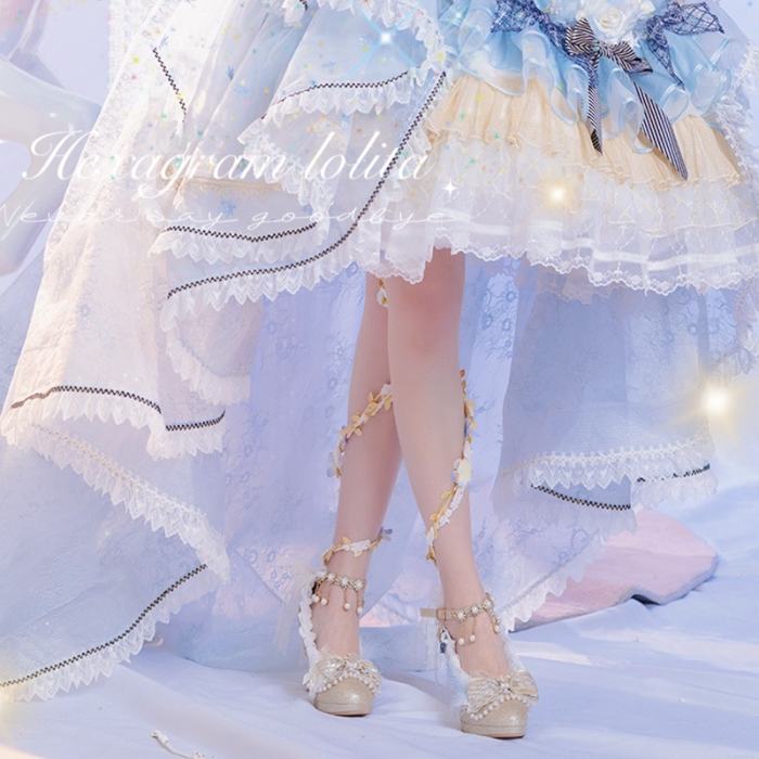 Hexagram Fairy Vine Champagne Heels Shoes