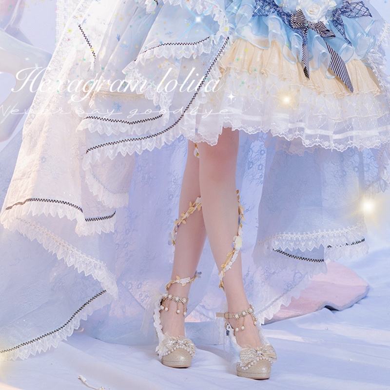 Hexagram Fairy Vine Champagne Heels Shoes