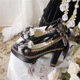 Lace Bow Women Chunky Heels Shoes