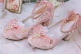 Lace Bow Women Chunky Heels Shoes