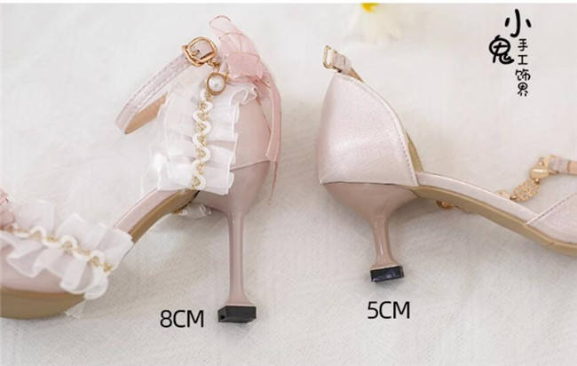 Pink Pointed Toe Lolita Heels Shoes