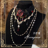 Hexagram Rose Lace Halloween Gothic Necklace