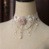 Hexagram Rose Lace Crystal Necklace