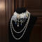 White Gold Choker + Beads Chain
