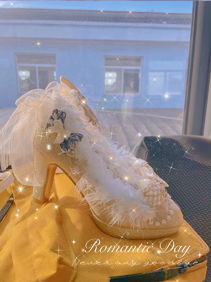 Hexagram Fairy Vine Champagne Heels Shoes