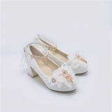 Lace Bow Women Chunky Heels Shoes