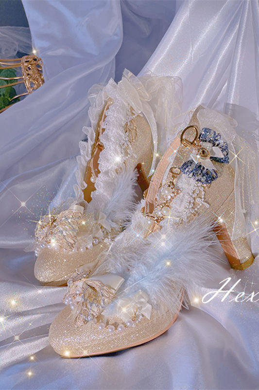 Hexagram Fairy Vine Champagne Heels Shoes