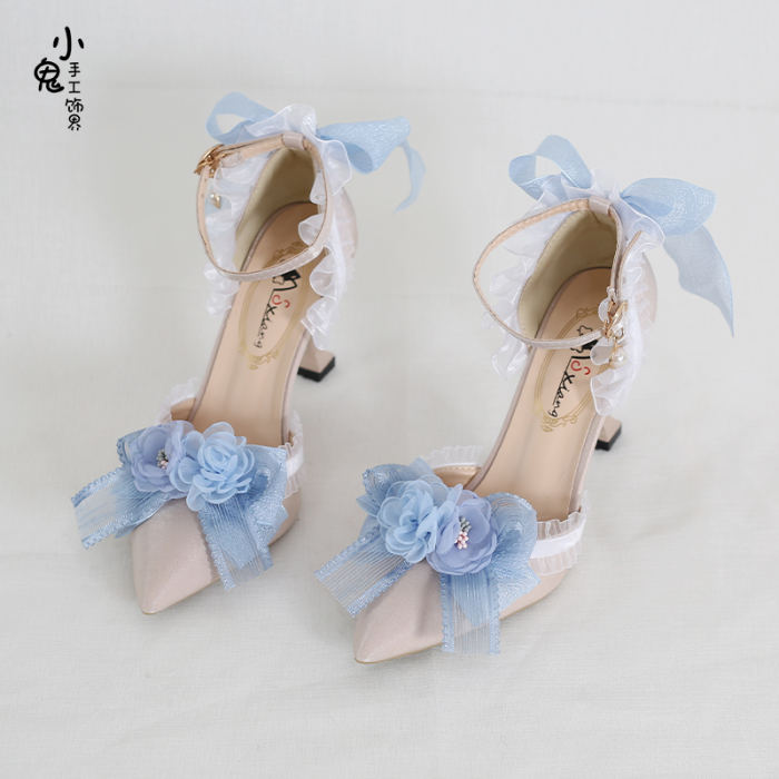 Pointed Toe Floral Lolita Heels Shoes