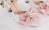 Pink Pointed Toe Lolita Heels Shoes