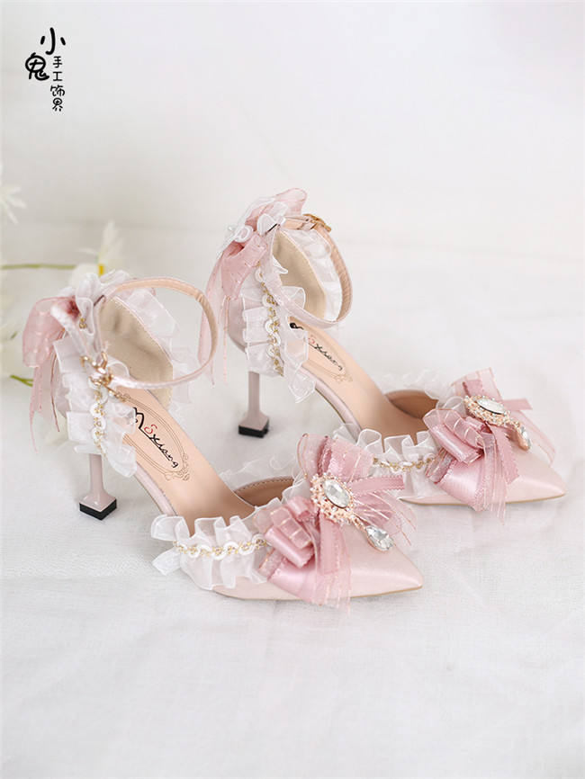 Pink Pointed Toe Lolita Heels Shoes