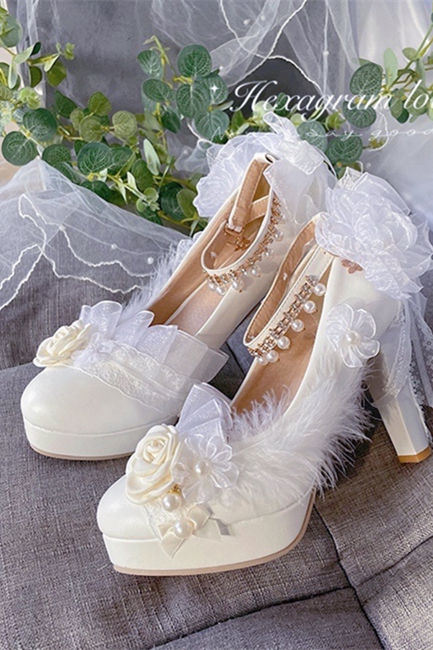 Hexagram Rose Feather Heels Shoes