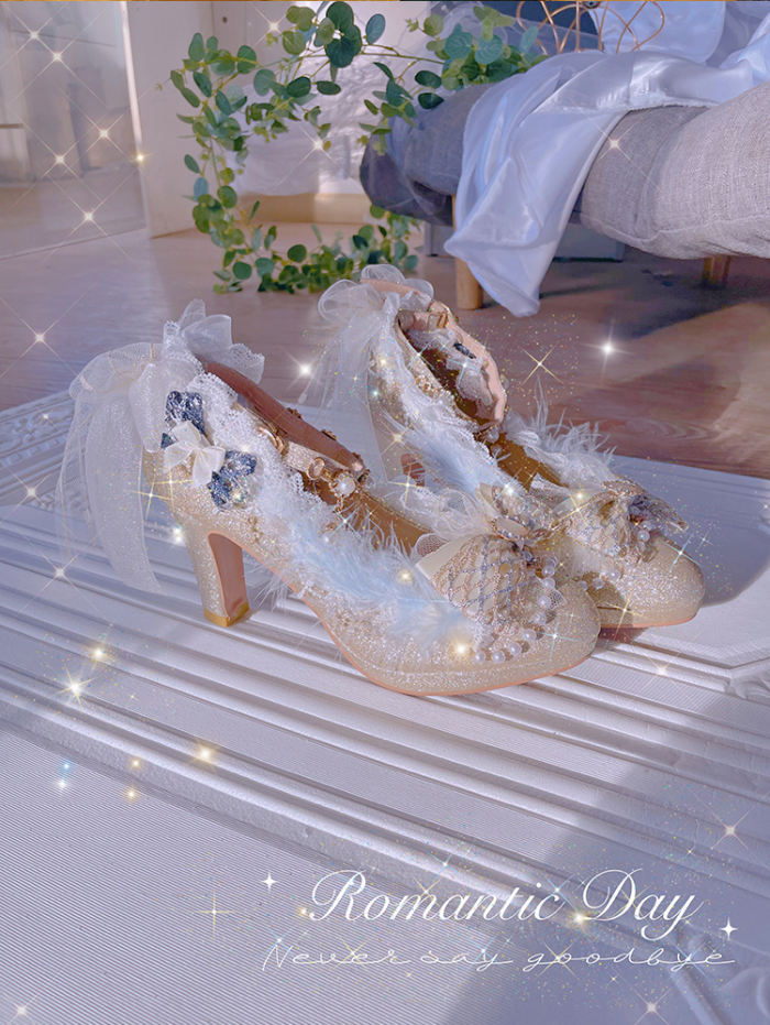 Hexagram Fairy Vine Champagne Heels Shoes