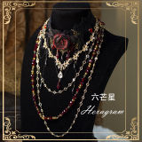 Hexagram Rose Lace Halloween Gothic Necklace
