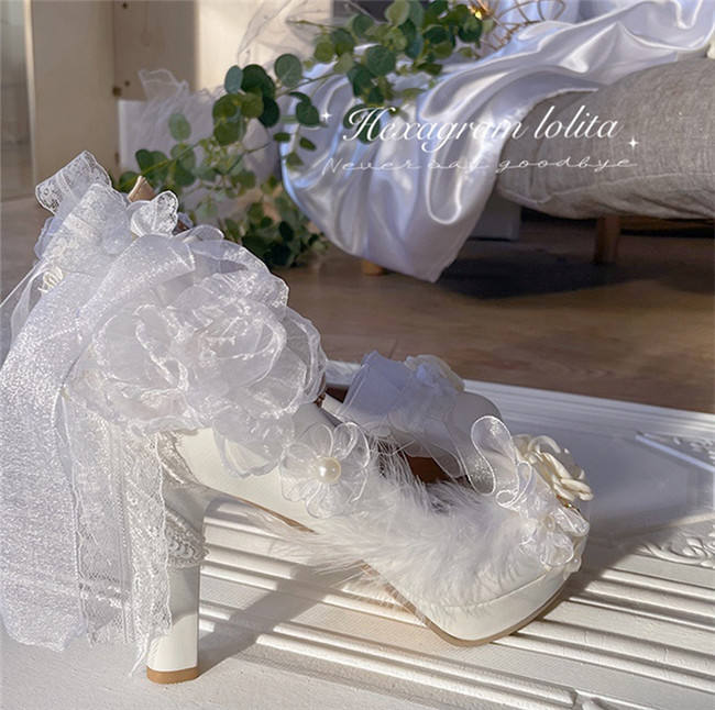 Hexagram Rose Feather Heels Shoes