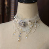 Hexagram Rose Lace Crystal Necklace