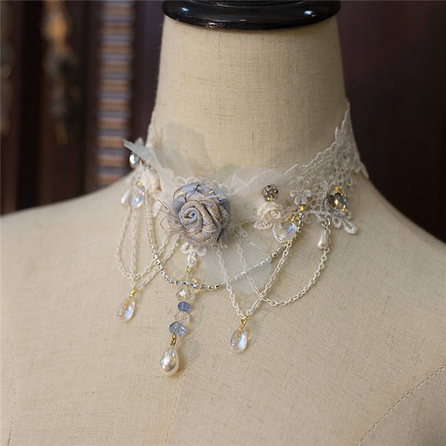 Hexagram Rose Lace Crystal Necklace