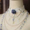 Dark Blue Choker + Beads chain + Crystal chain