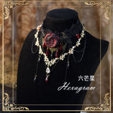 Hexagram Rose Lace Halloween Gothic Necklace