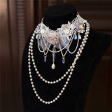 Hexagram Rose Lace Crystal Necklace