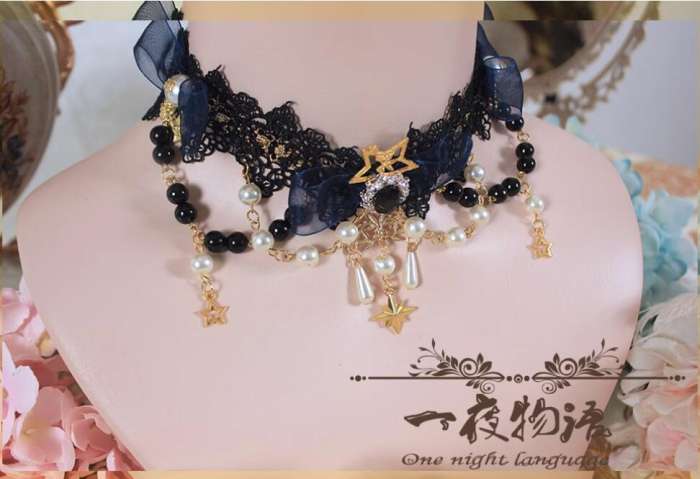 Lace Beads Pendant Gothic Choker
