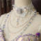 Gray Blue Choker + Beads chain + Crystal chain