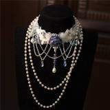 Hexagram Rose Lace Crystal Necklace