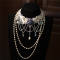 Dark Blue Choker + Beads Chain