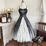 Skeleton Prints Ombre Halloween Gothic Lolita Dress and Bolero