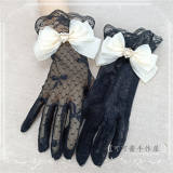 Lace Bow Thin Bridal Gloves Lolita Accessories