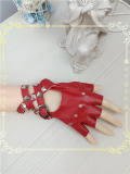 Dark Black Punk Wristcuffs Synthetic Leather Gloves