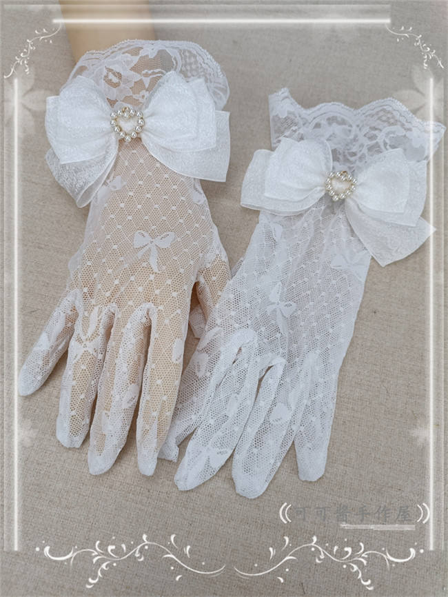 Lace Bow Thin Bridal Gloves Lolita Accessories