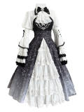 Skeleton Prints Ombre Halloween Gothic Lolita Dress and Bolero