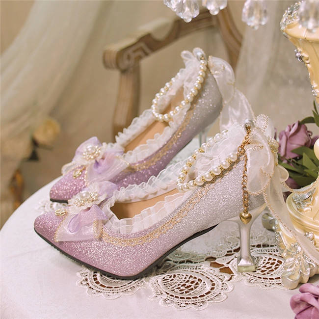 Women Shiny Pointed Toe Heels Shoes