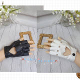 Dark Black Punk Wristcuffs Synthetic Leather Gloves