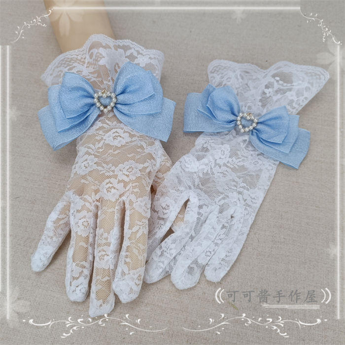 Lace Bow Bridal Gloves Lolita Accessories